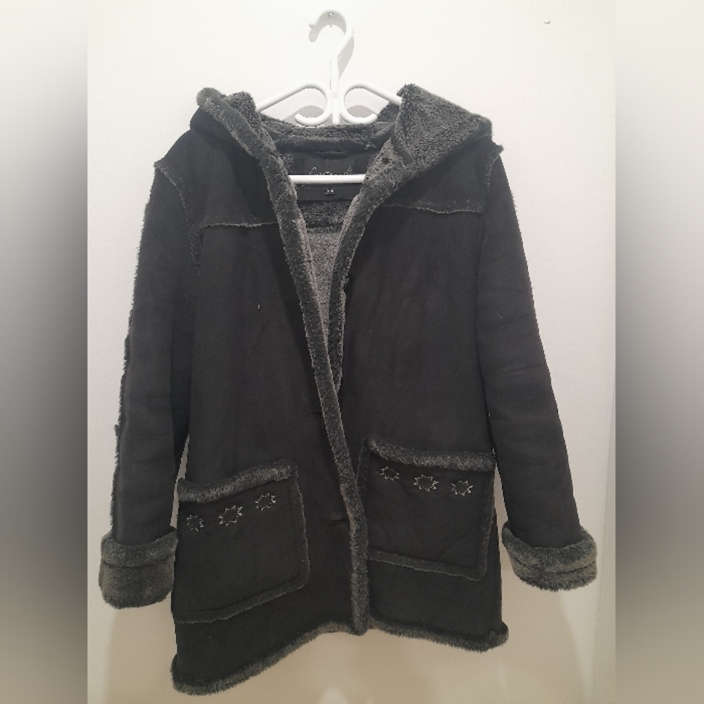 Coat vinatge fur manteau black coat noir FAUX FUR